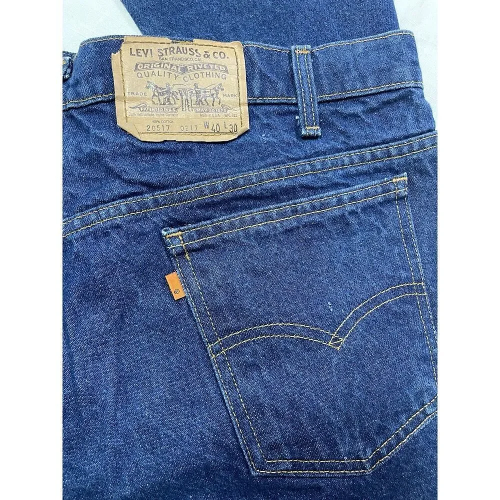 LEVIS USA Made 20517 0217 Vintage 70s Orange Tab Actual 38 W X 26 L (tag 40x30)